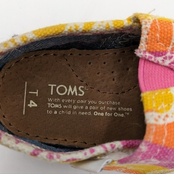 Toms Colorful Paisley Slip On Shoes 4T - Picture 5 of 5